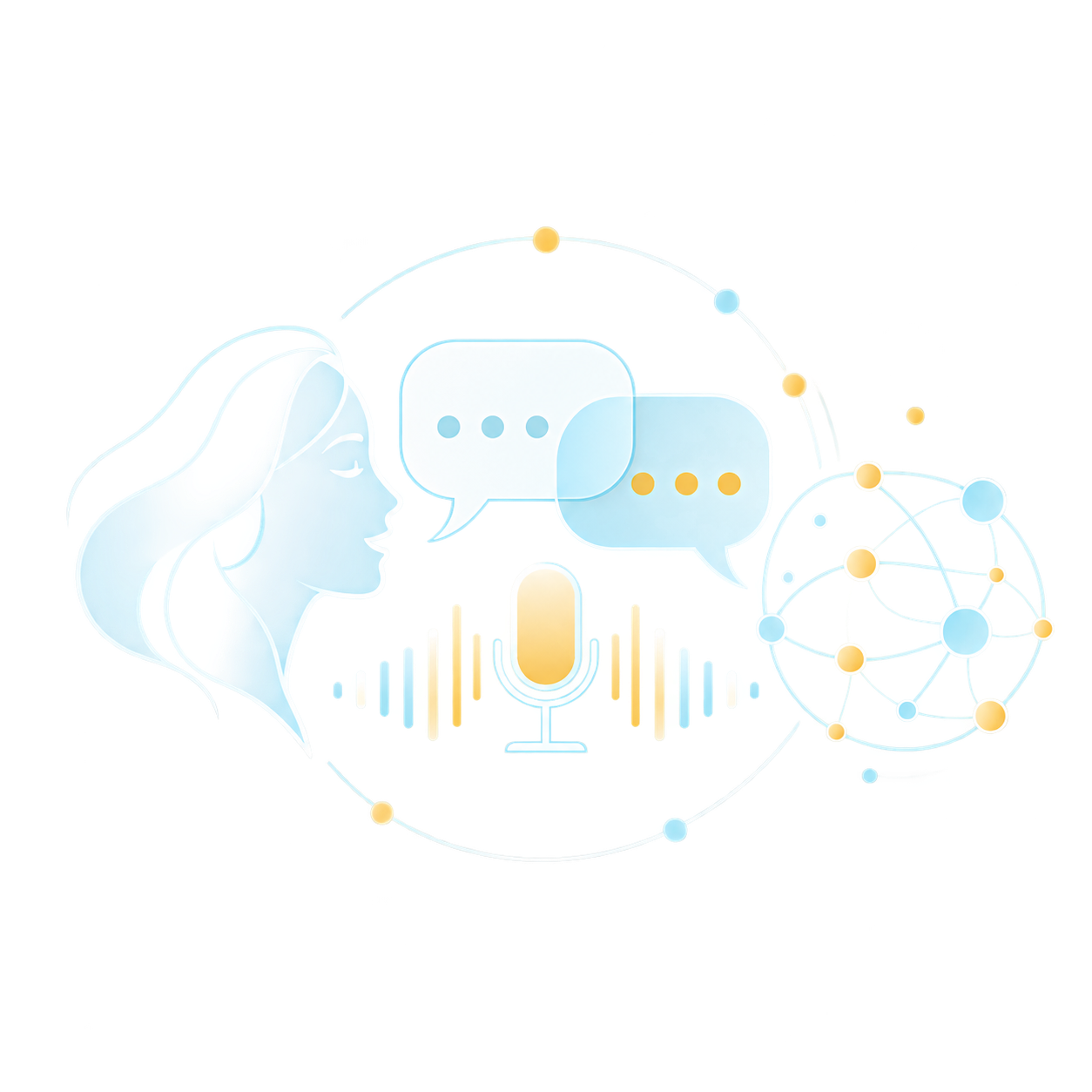 Illustration of conversational access, voice, and artificial intelligence